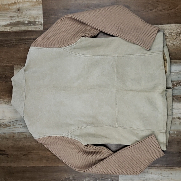 Fabio Vintage Genuine Leather Suede and Sweater Sleeve Jacket Size Large - Picture 3 of 6